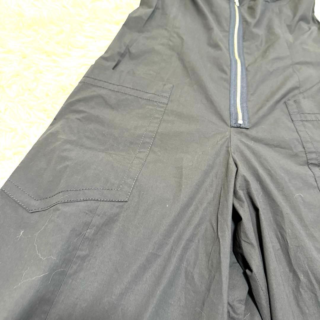 HACHE アッシュ　サロペット　フレアパンツ　フリル　ロングワンピースブラック