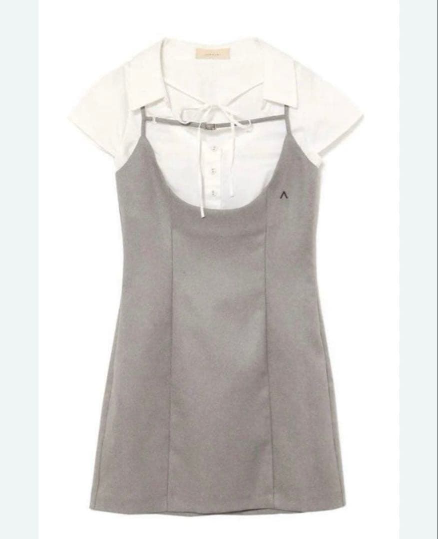 And Mary Betty layered dress グレー