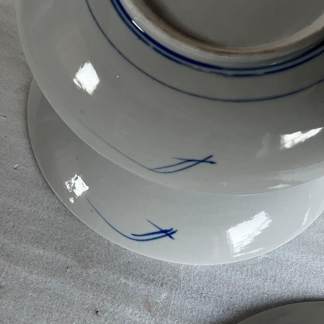 アンティーク　平皿　染付　藍色　５枚セット　100年以上前