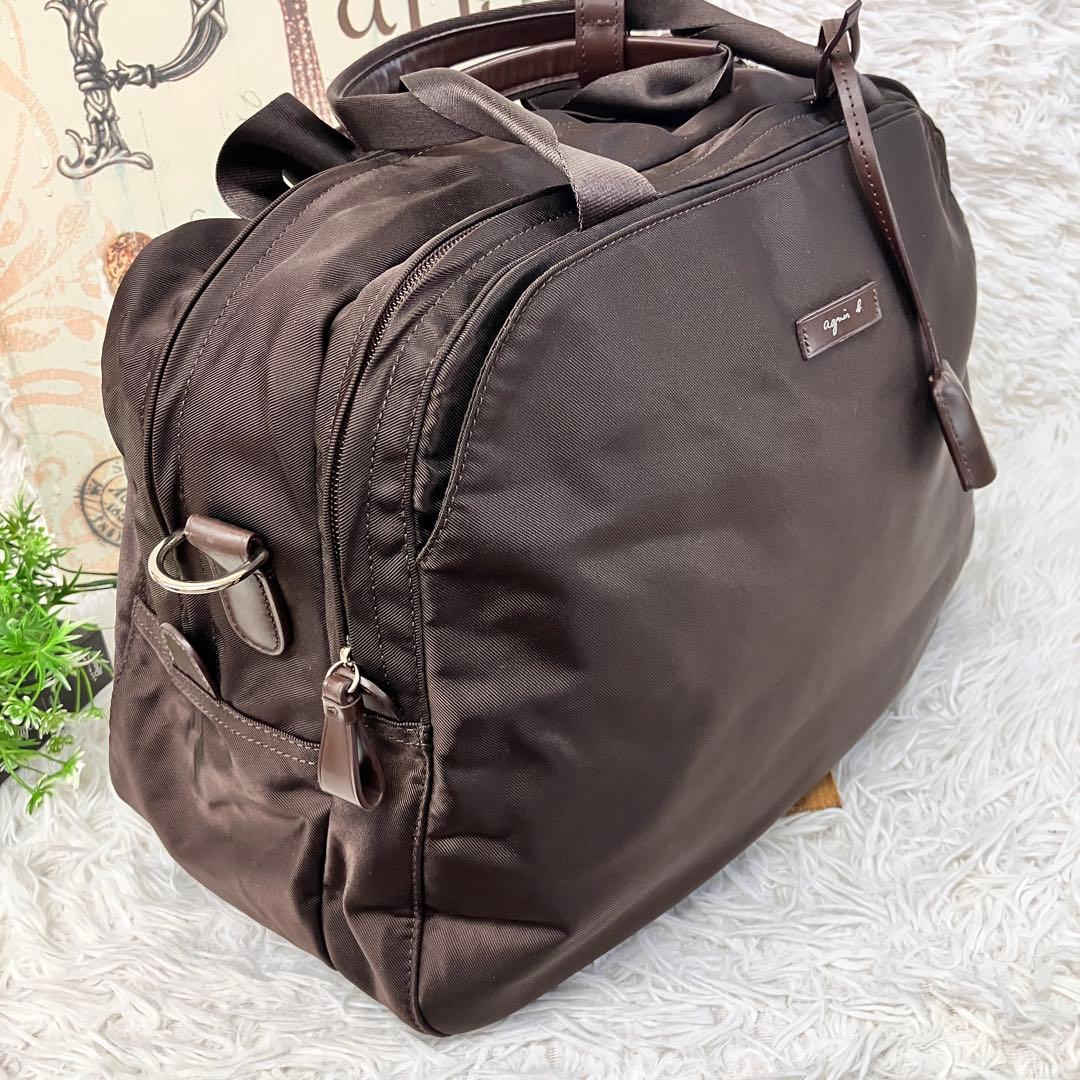 agnes b アニエスベー ナイロン ボストンバッグ 旅行バッグ 2way 鍵