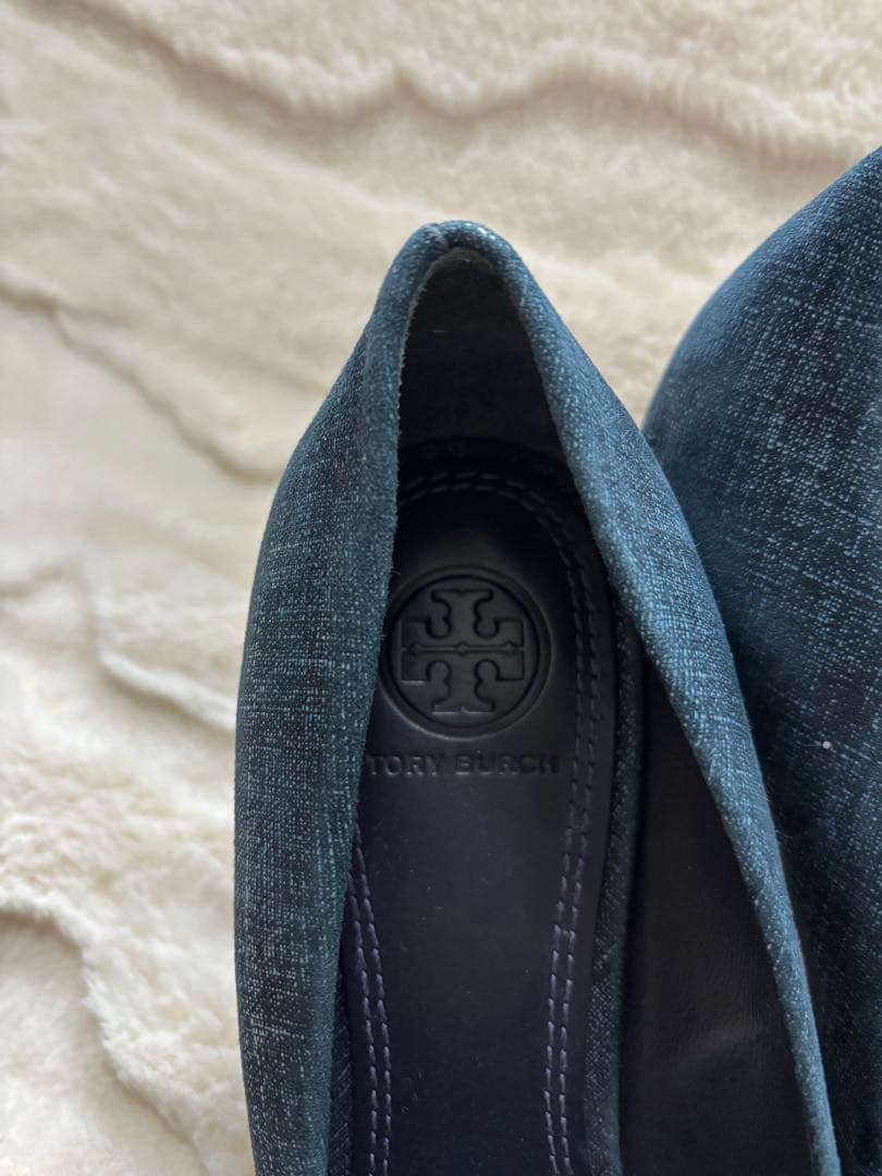 極美品⭐️Tory Burch ダークブルー リボン付きハイヒール