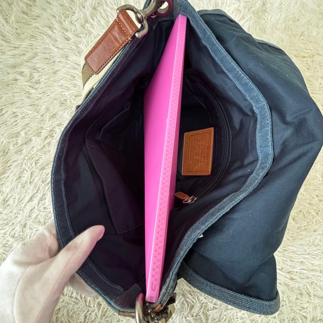 COACH✨70381 デニム　メッセンジャーメンズバッグ　フラップ　インディゴ