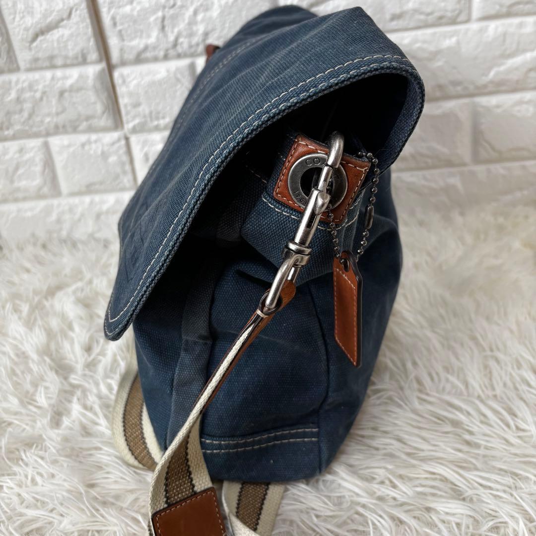 COACH✨70381 デニム　メッセンジャーメンズバッグ　フラップ　インディゴ
