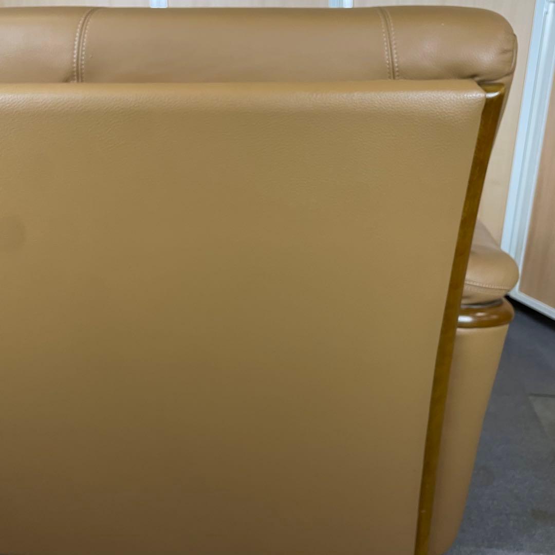 【送料込】浜本工芸　3人がけソファー　本革　ブラウン　高級ソファ