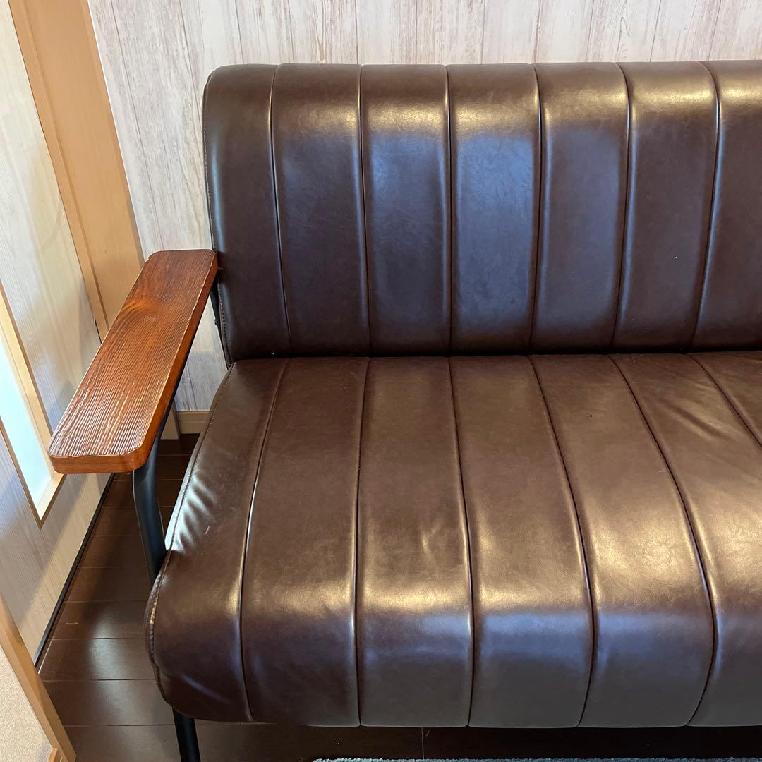 傷・汚れに強い合成皮革2人用ソファ(Nシールド　ステイン2KD DBR) ニトリ