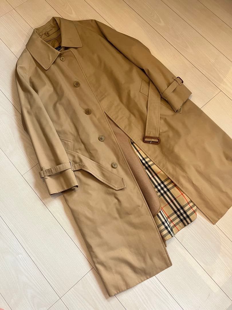 Vintage バーバリー 一枚袖 シングルラグランコート ライナー付き