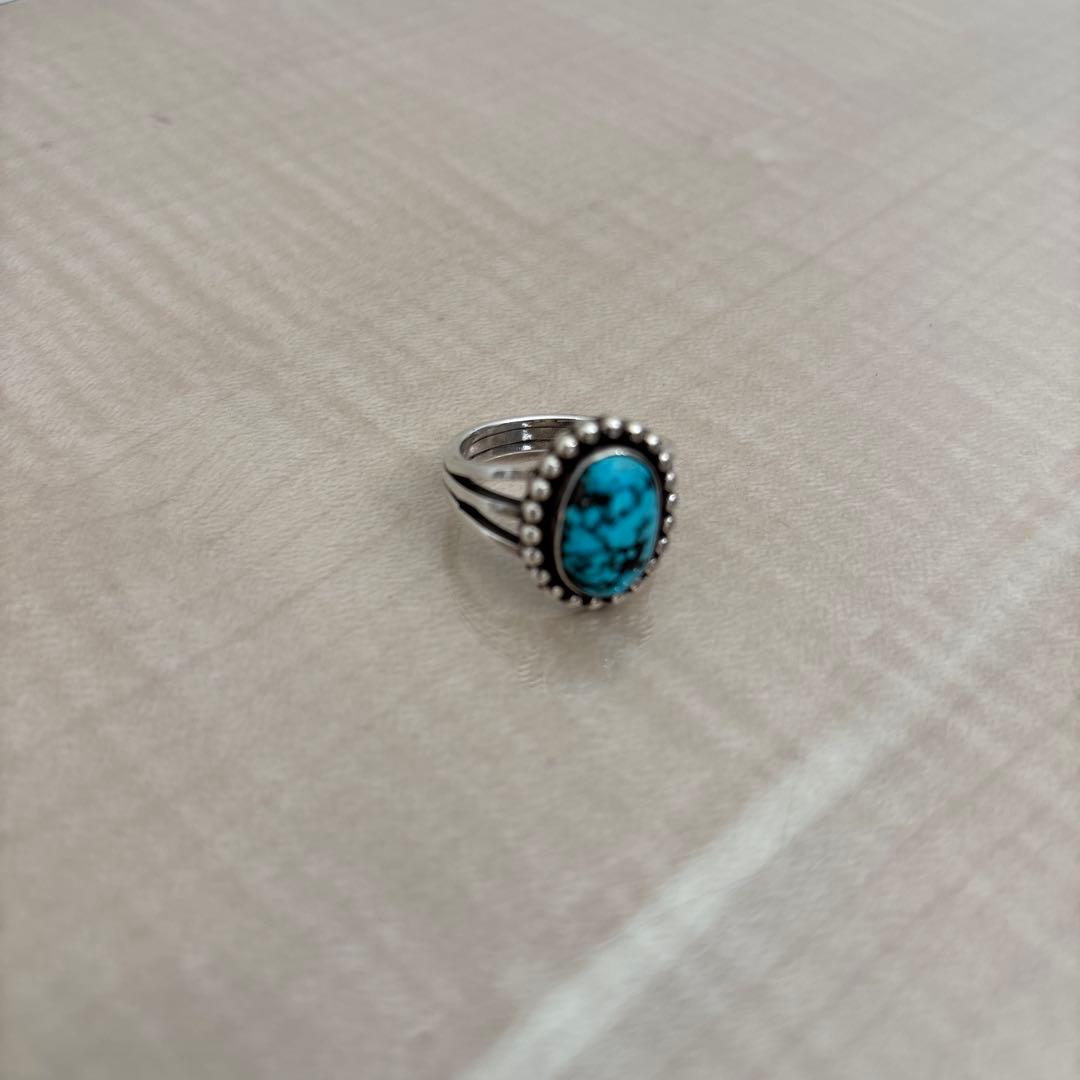 23号　インディアンジュエリー　ブラックウェブキングマン　ターコイズリング