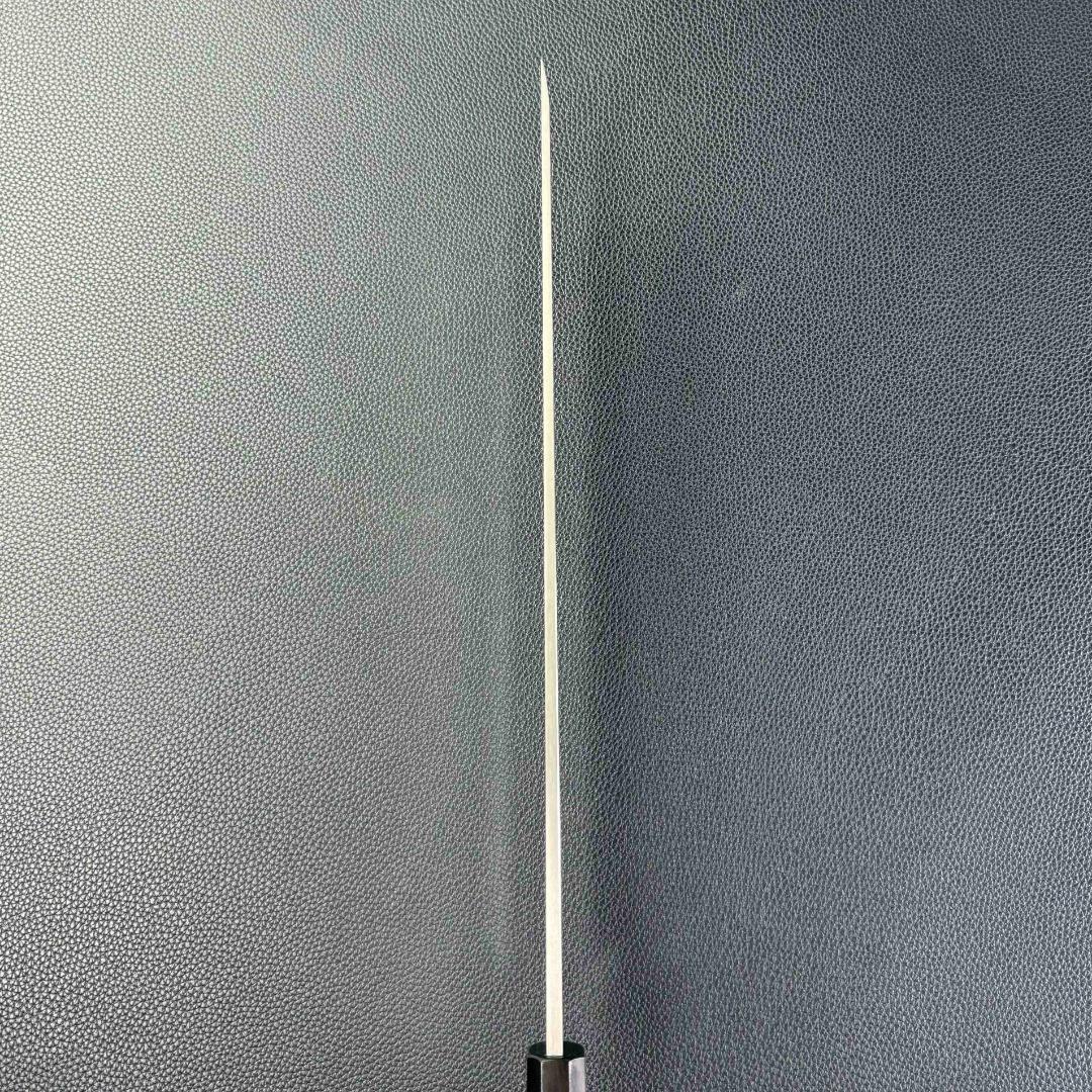 10083新品 ダマスカス先丸包丁 尺 渦刃紋105層 黒檀黒水牛白三本巻八角柄