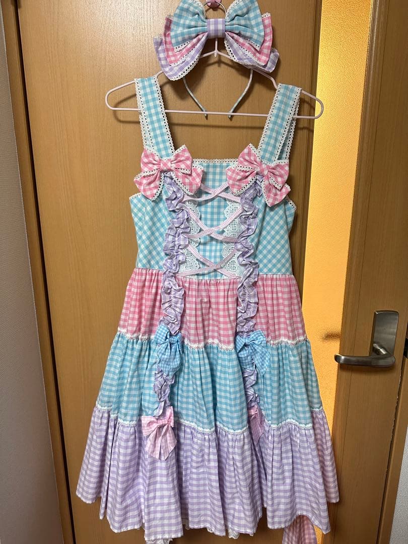 Angelic Pretty ギンガム ギャザー ジャンパースカート セット