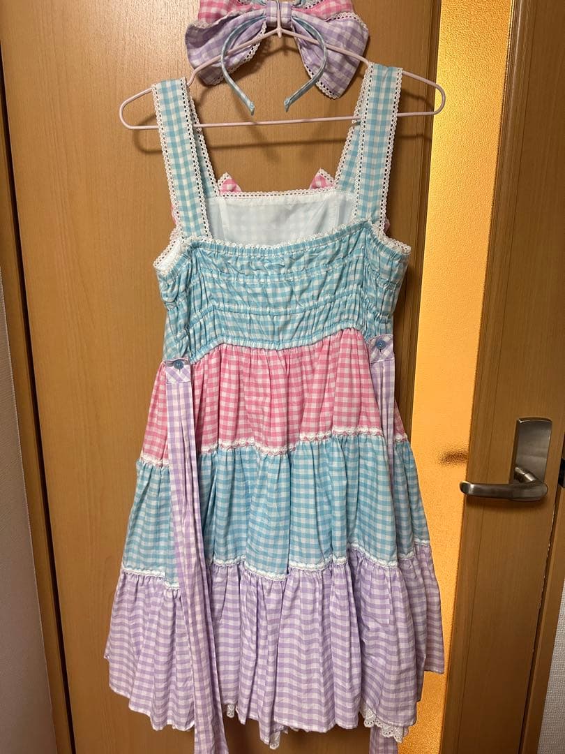 Angelic Pretty ギンガム ギャザー ジャンパースカート セット