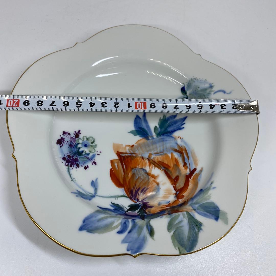 マイセン　現代花プレートB 幅約20.6㎝　東さ7-0202②