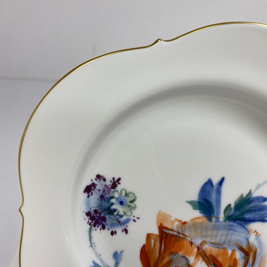 マイセン　現代花プレートB 幅約20.6㎝　東さ7-0202②