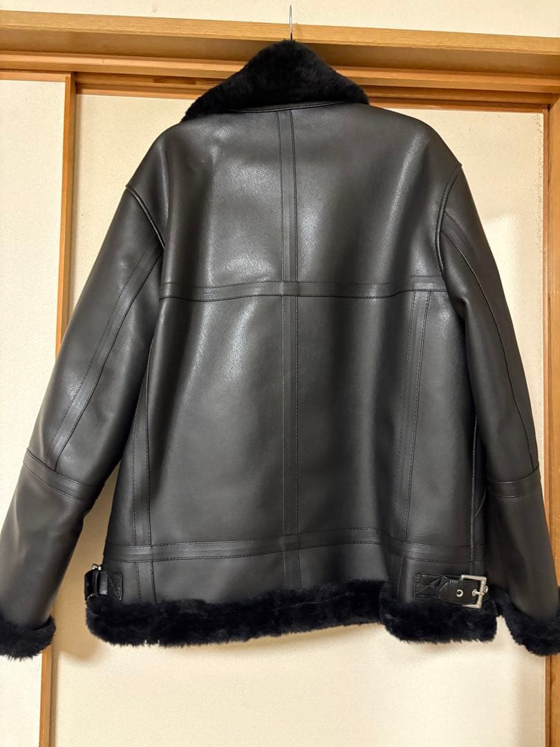 DoffJason ブラックファー付きライダースジャケット Lサイズ