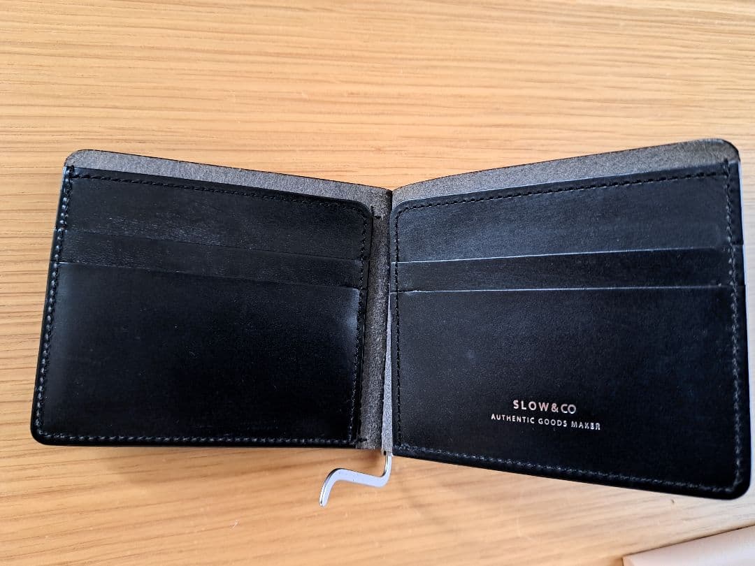 SLOW&CO ブラックレザーマネークリップ