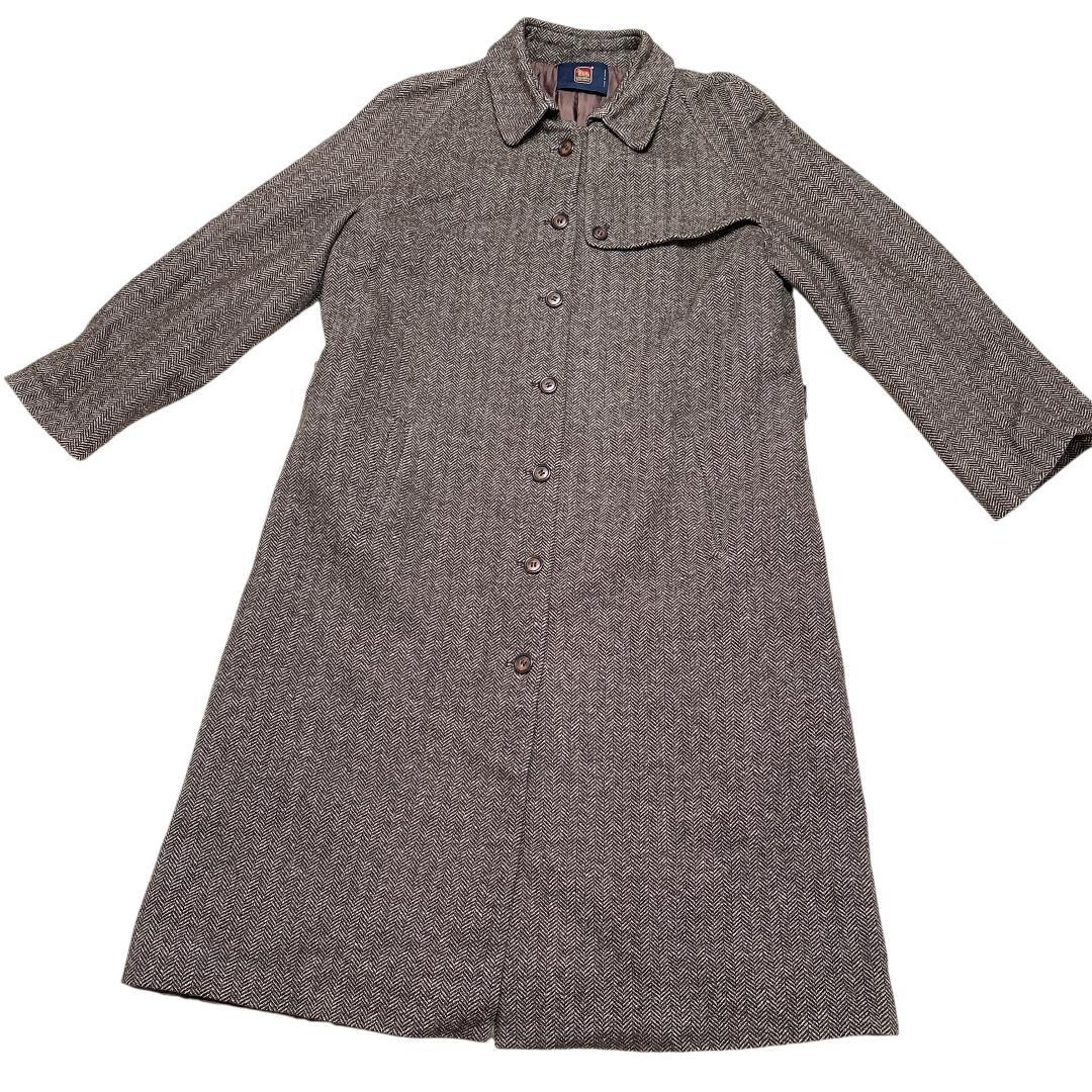 【美品】DIFFU イタリア製 ヘリンボーン ロングコート M相当 カシミヤ使用