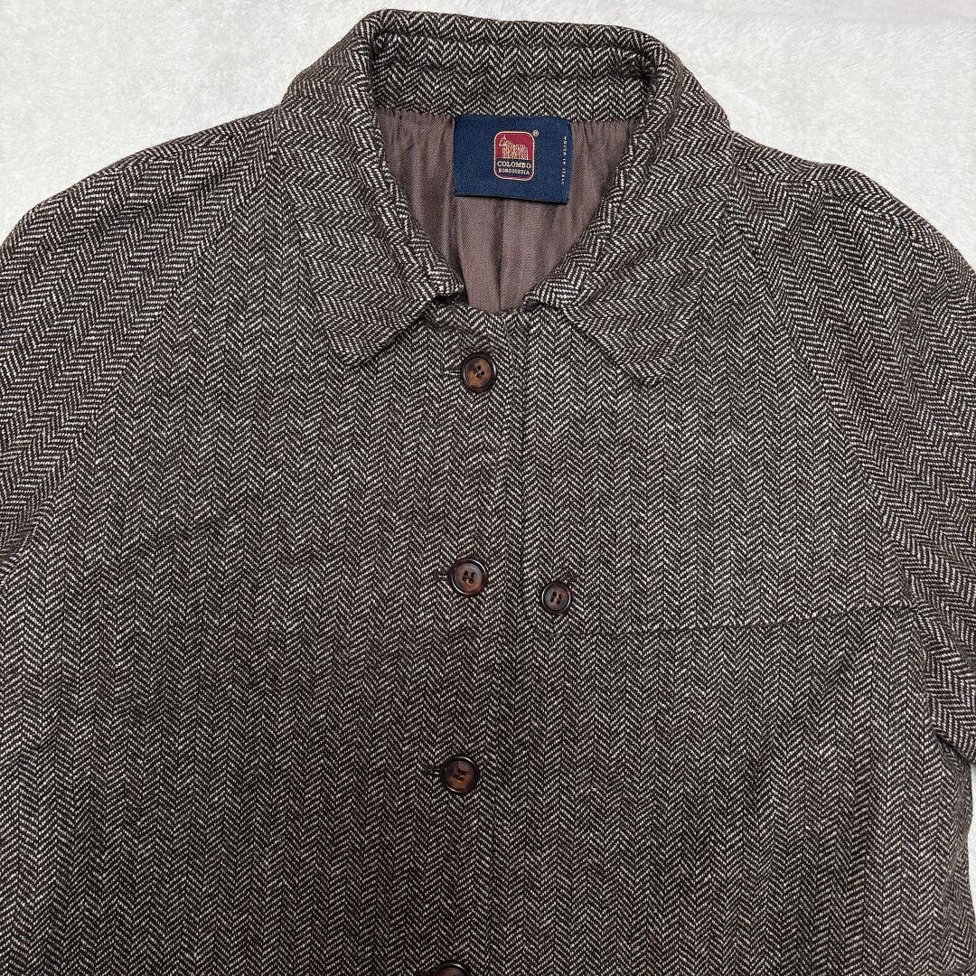 【美品】DIFFU イタリア製 ヘリンボーン ロングコート M相当 カシミヤ使用