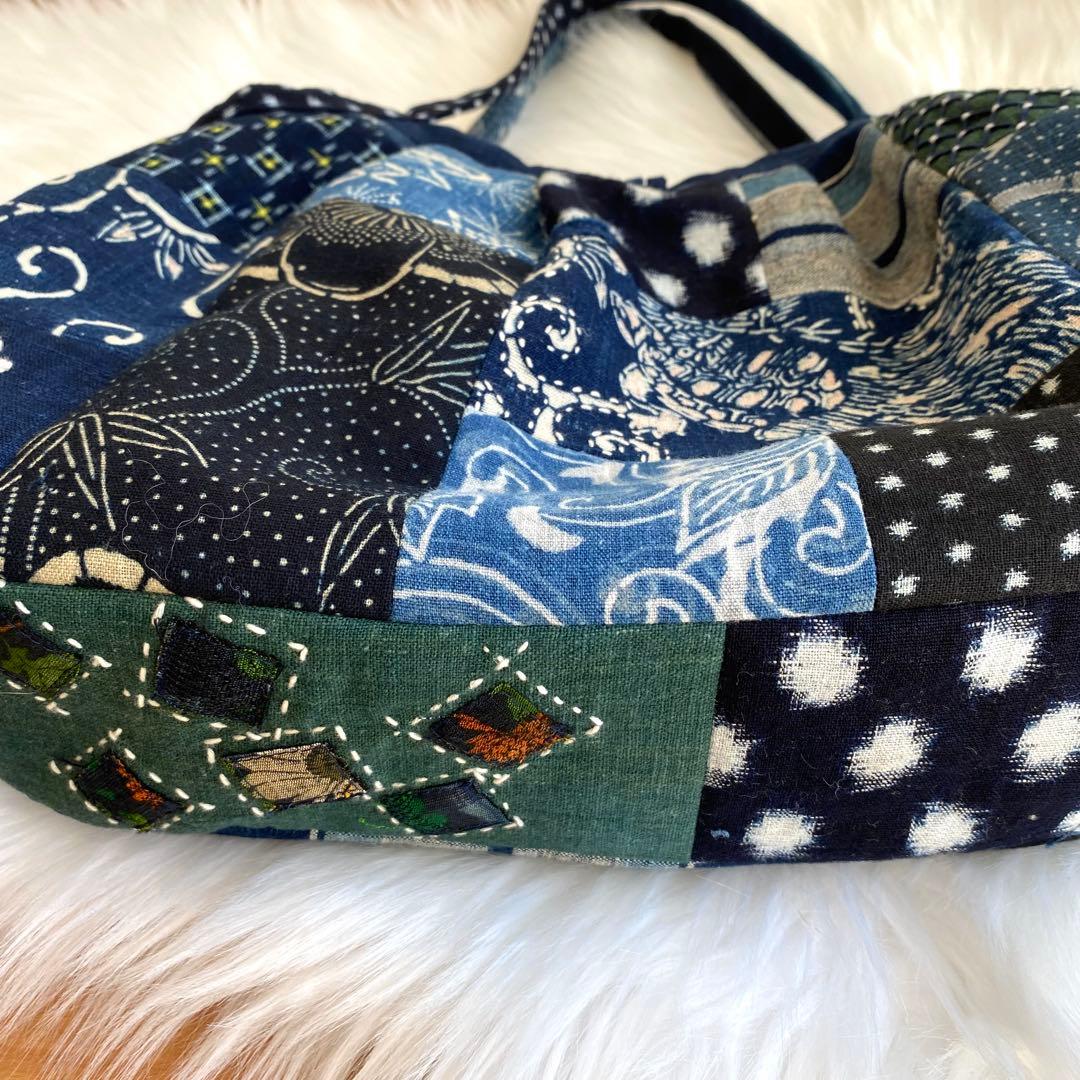 古布 襤褸 刺し子 パッチワークバッグ｜一点もの ハンドメイド 藍染 手仕事