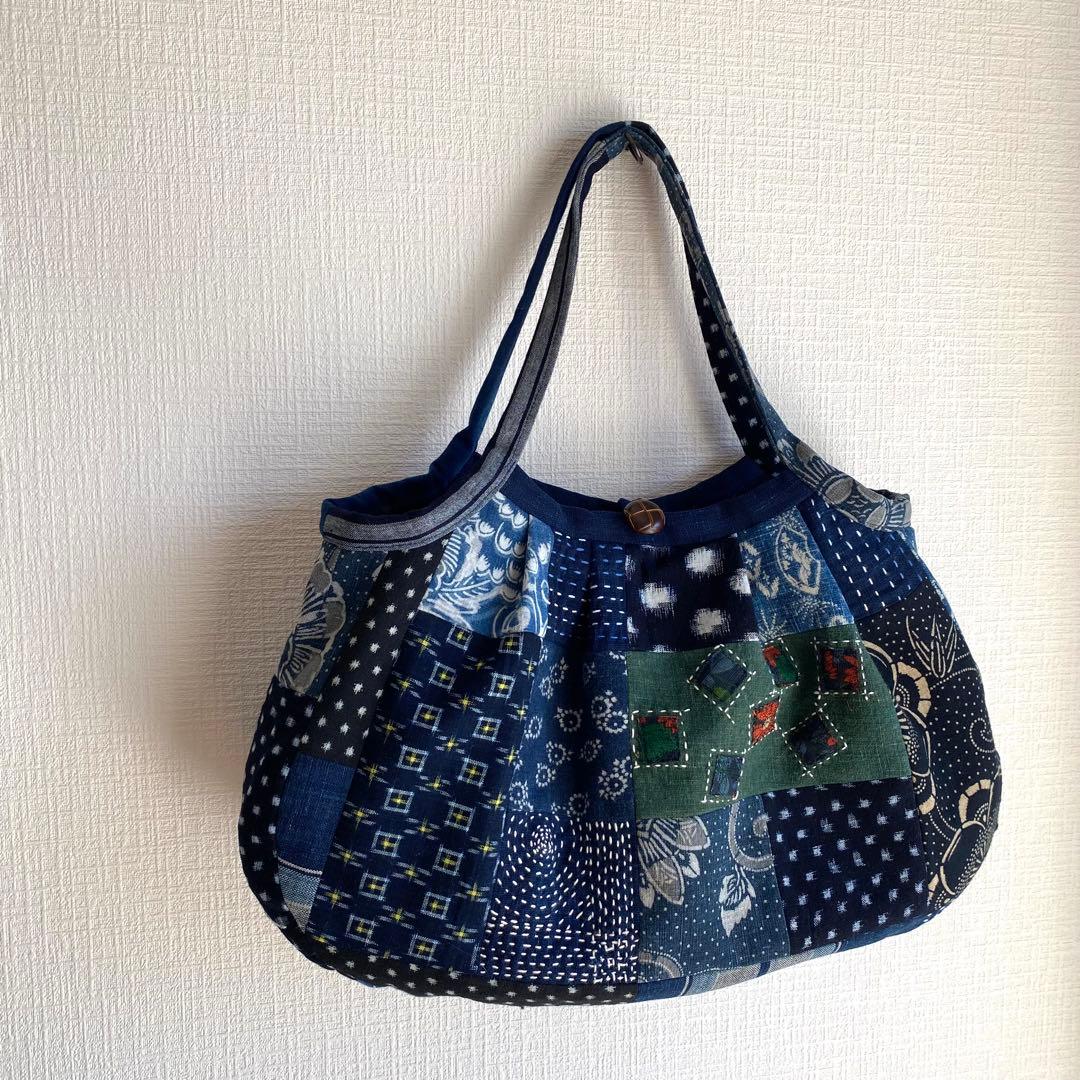 古布 襤褸 刺し子 パッチワークバッグ｜一点もの ハンドメイド 藍染 手仕事