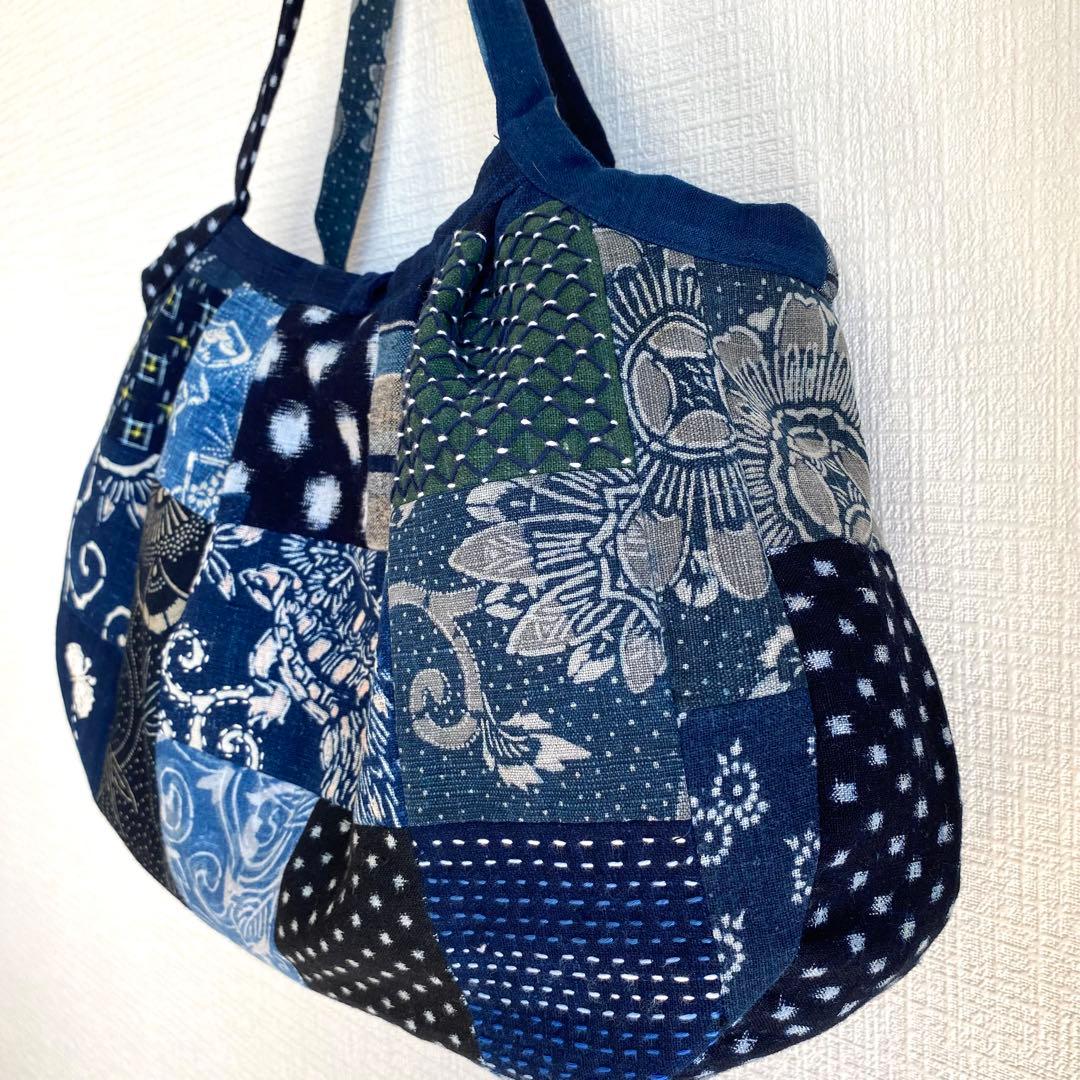 古布 襤褸 刺し子 パッチワークバッグ｜一点もの ハンドメイド 藍染 手仕事