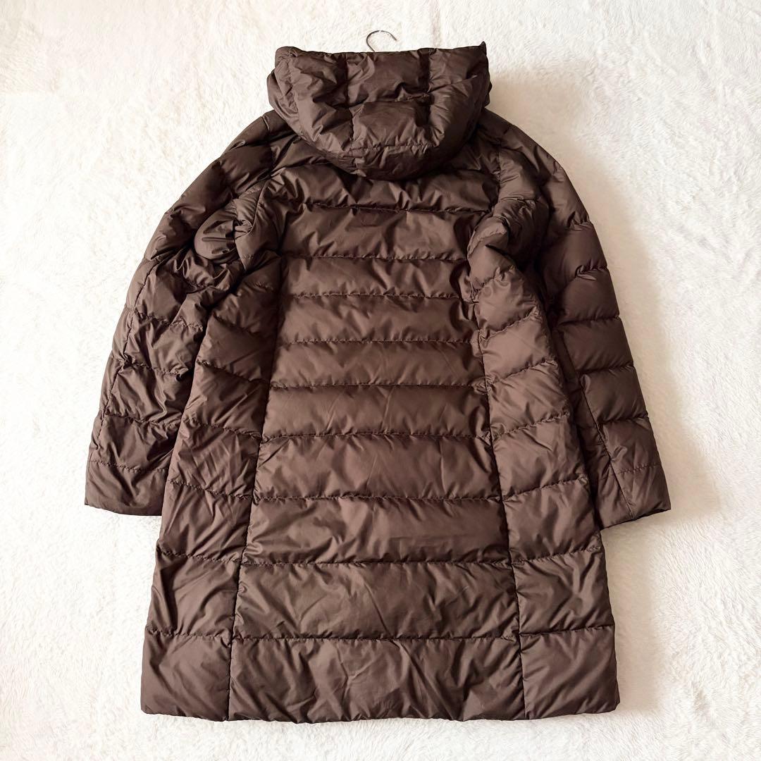 5552 美品✨ モンベル トラベルダウンロングコート L ブラウン 収納袋付き