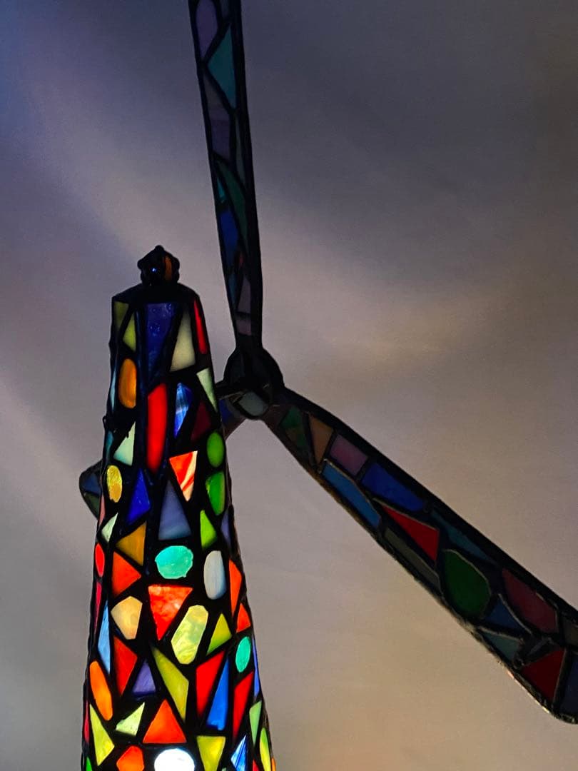 1415❣️ ステンドグラス　ライト　風車の塔　オブジェ