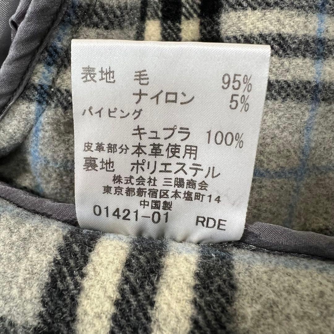 バーバリーロンドン ダッフルコート M相当160A チャコールグレー チェック