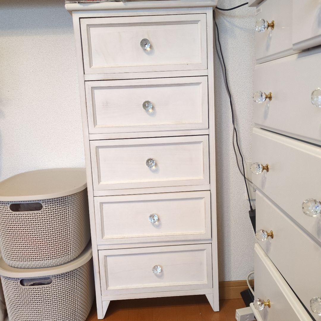 ホワイト 5段チェスト　使用品