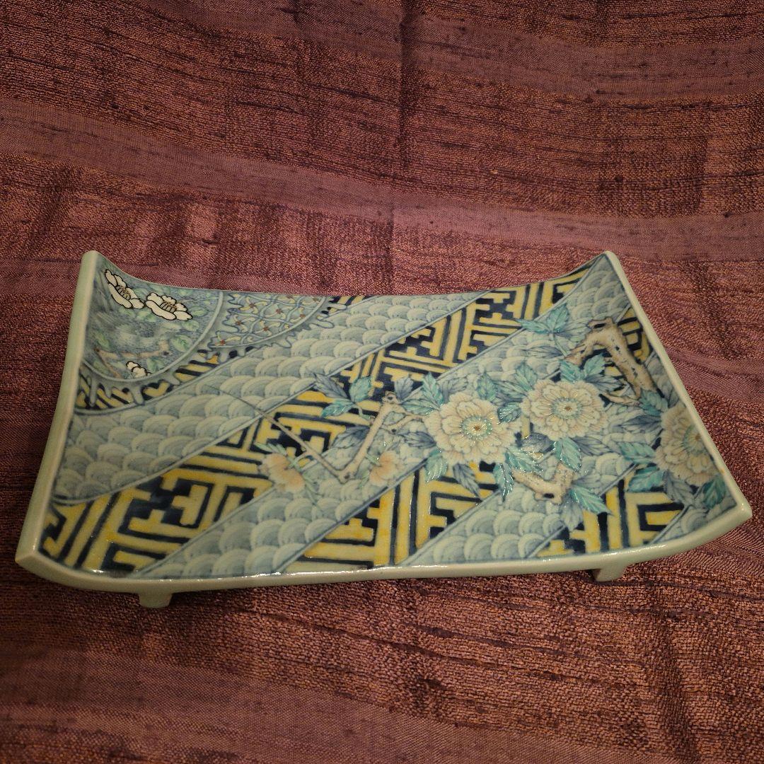 6代　佐藤走波　色絵足付長角皿