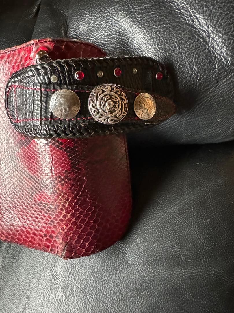 優*舞様 アルズニ　長財布　レッドパイソン　ライダース　オーダー品