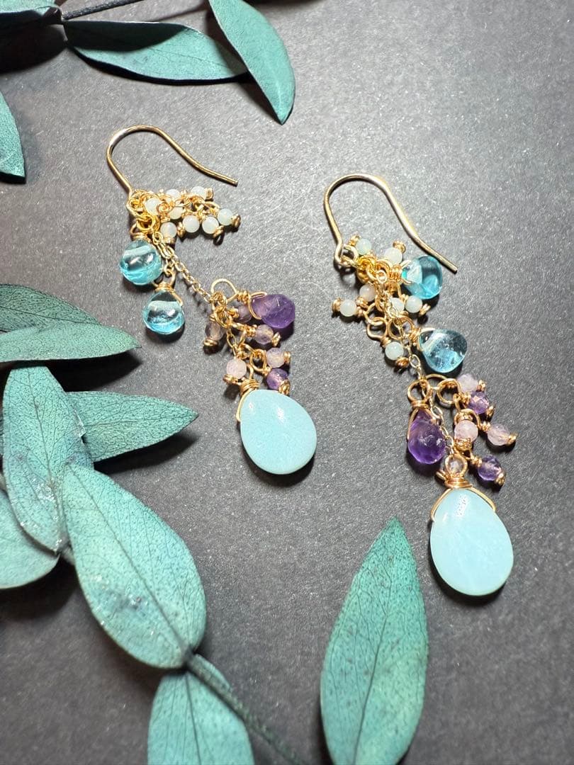 【Xmasセール】アマゾナイト×アメジスト＊ピアスNo.182