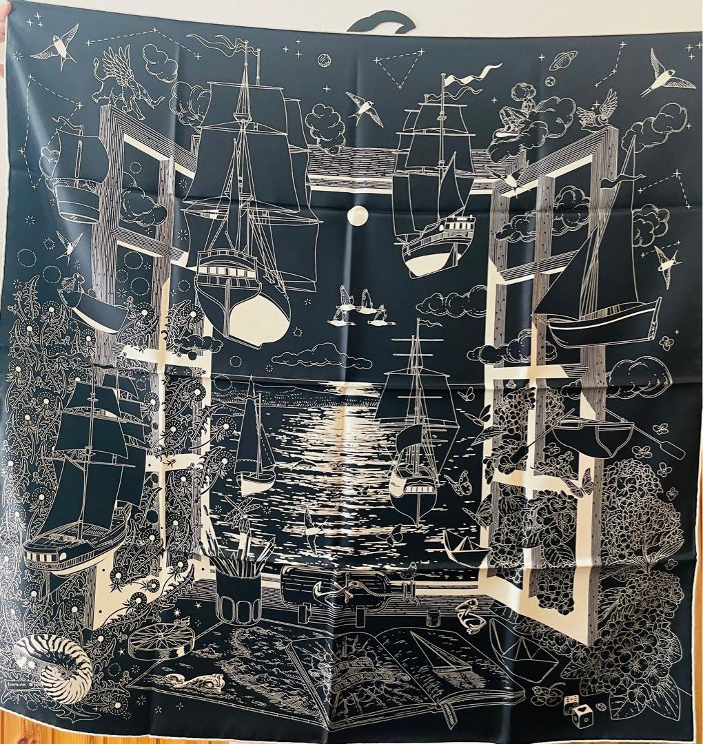 新品　エルメス　2026春夏　カレ 90 エスプリの旅立ち　黒・ブラック