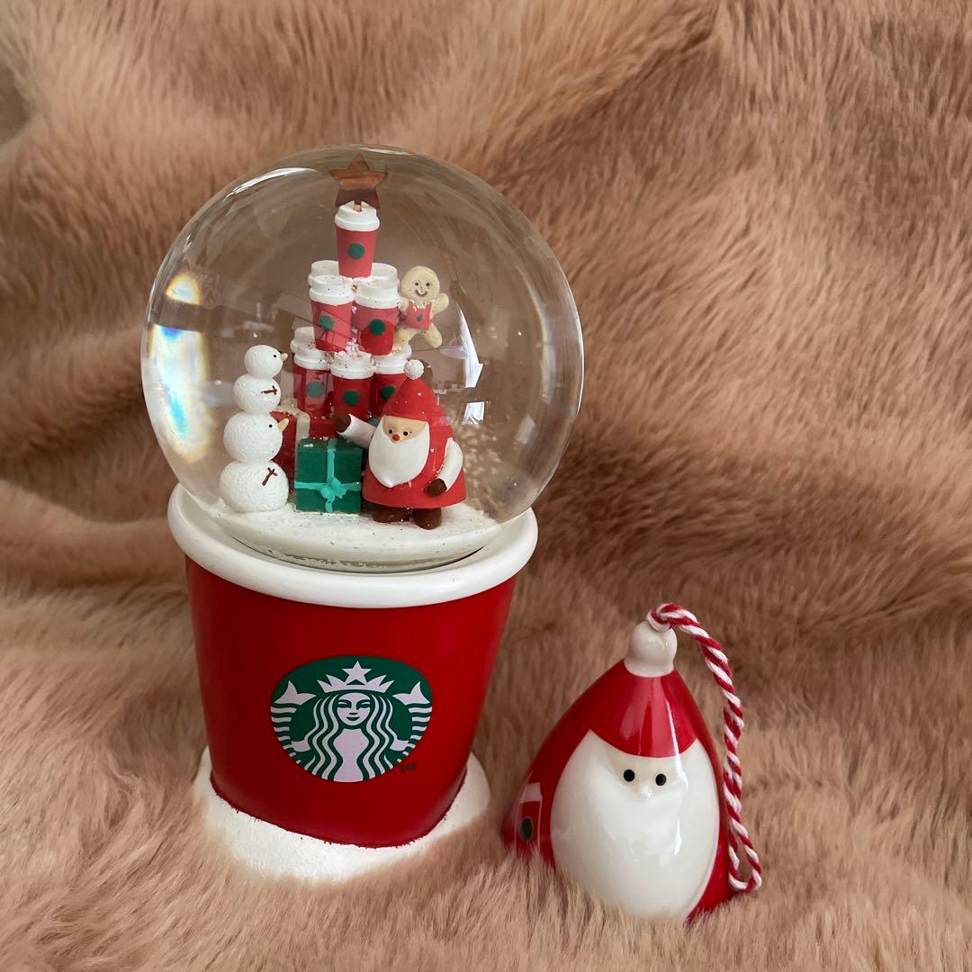 Starbucks スノードーム サンタと雪だるま