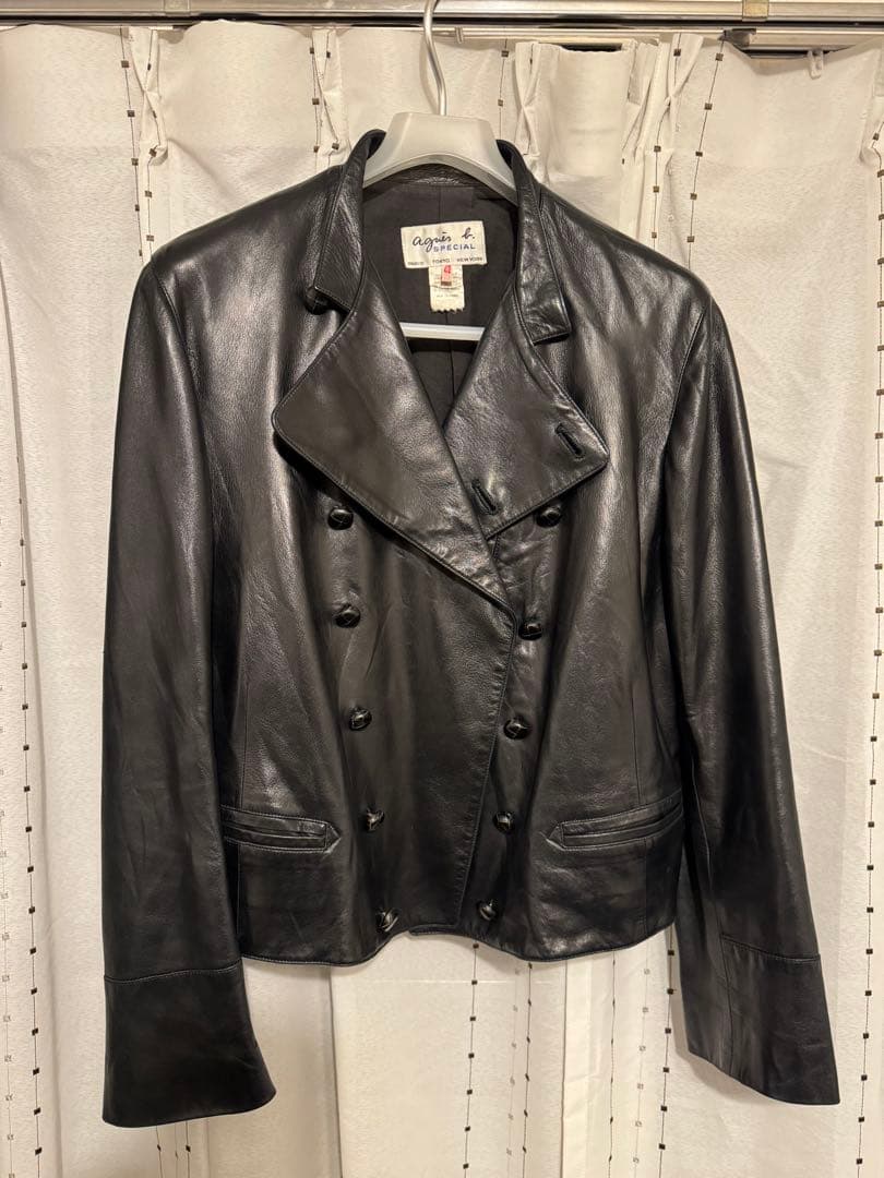 超美品90s agnes bアニエスベー42 レザージャケット　ナポレオン