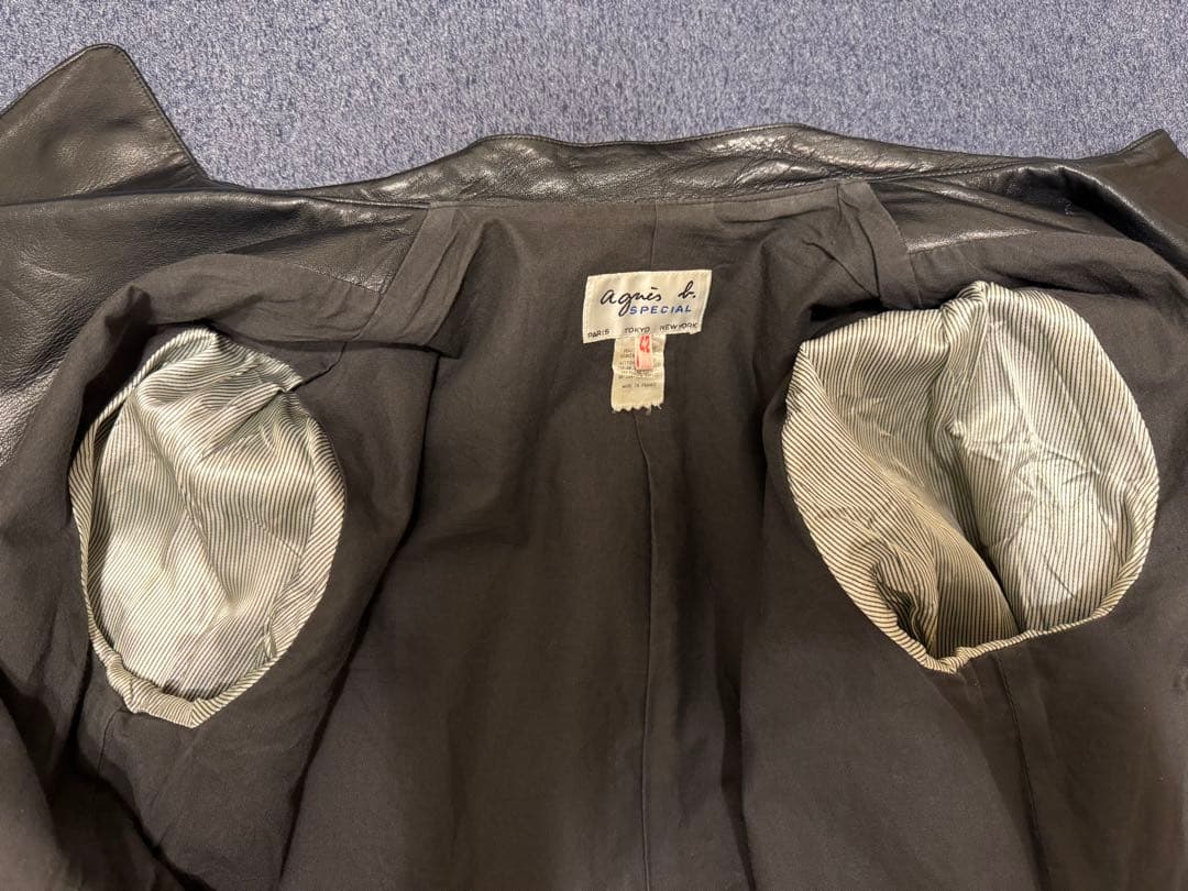 超美品90s agnes bアニエスベー42 レザージャケット　ナポレオン