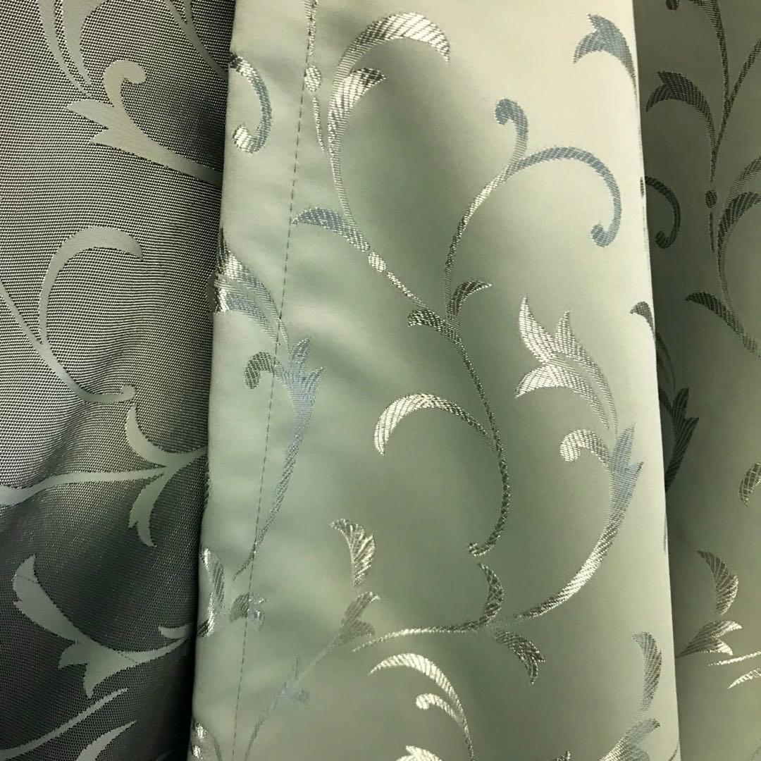 厚地カーテン　幅150cm×丈240cm2枚　グリーン