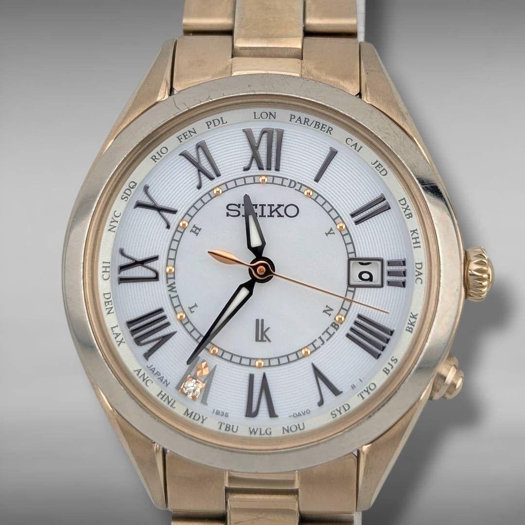 【稼働】セイコー ルキア 電波ソーラー シェル文字盤 チタン レディース