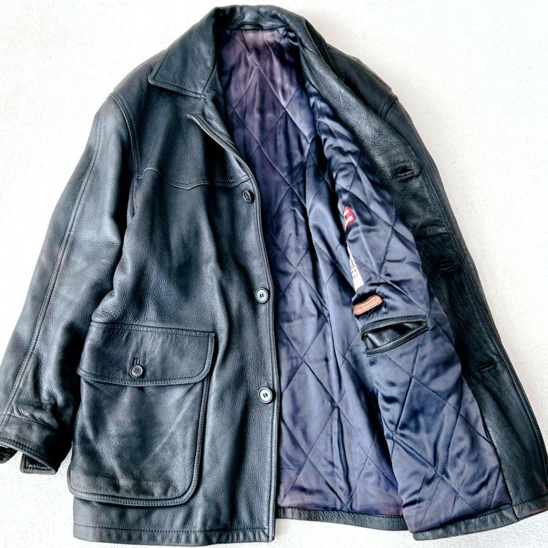 ダーバン DURBAN ディアスキン 鹿革 コート ジャケット ブラック 黒