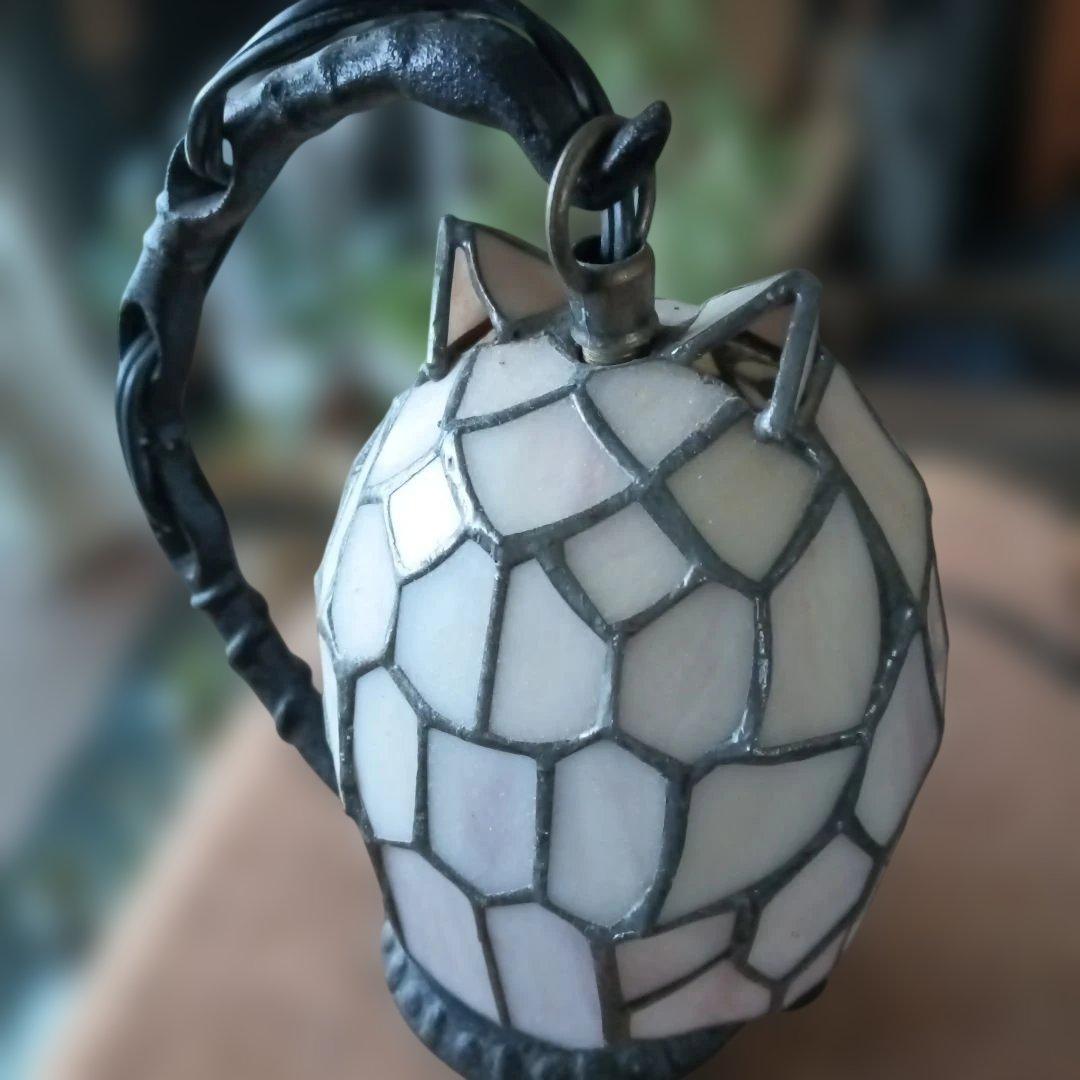 フクロウモザイクランプ　アールデコ調ステンドグラス　LEDライト付