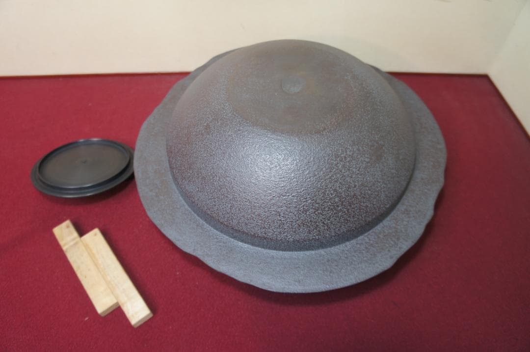 ☆美品 在銘 大型平蜘蛛釜 透木釜 　透木送料込み