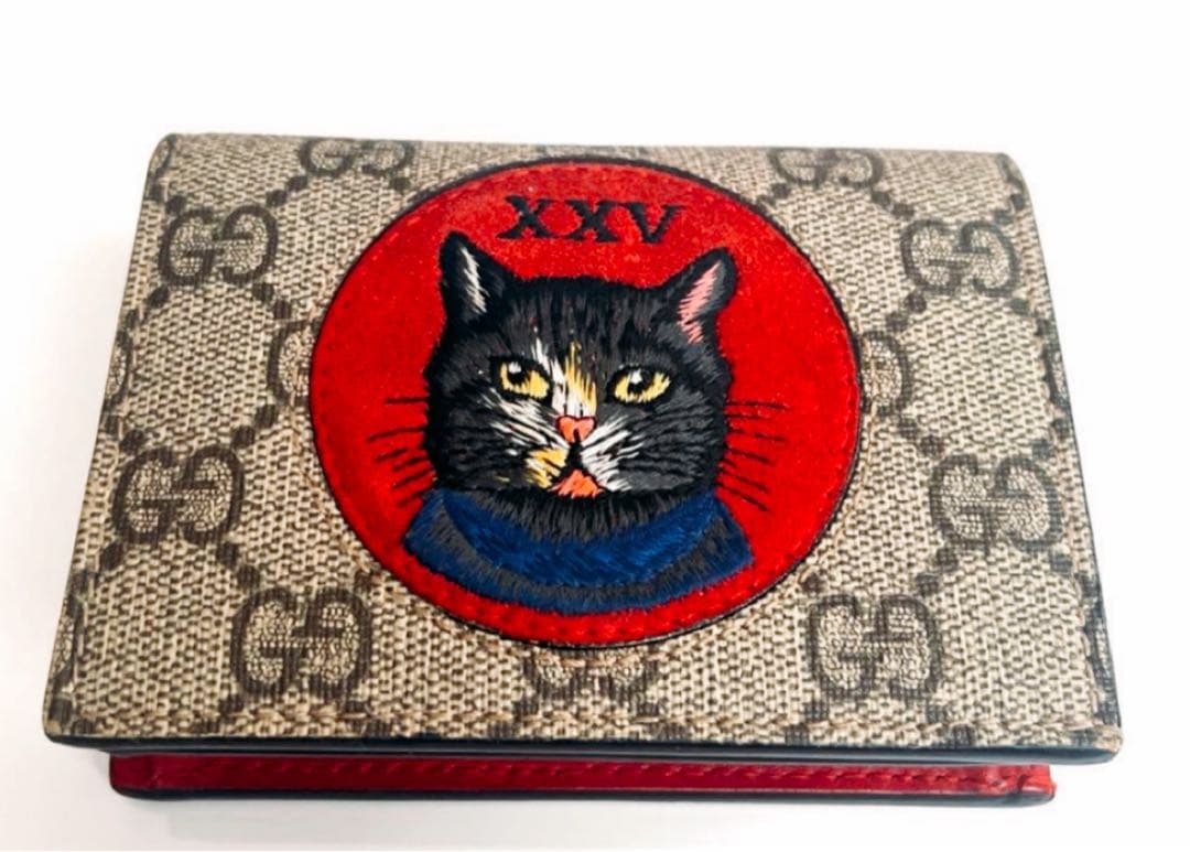 ★GUCCI GGスプリームミスティックキャット 折りたたみ財布二つ折り★極美品