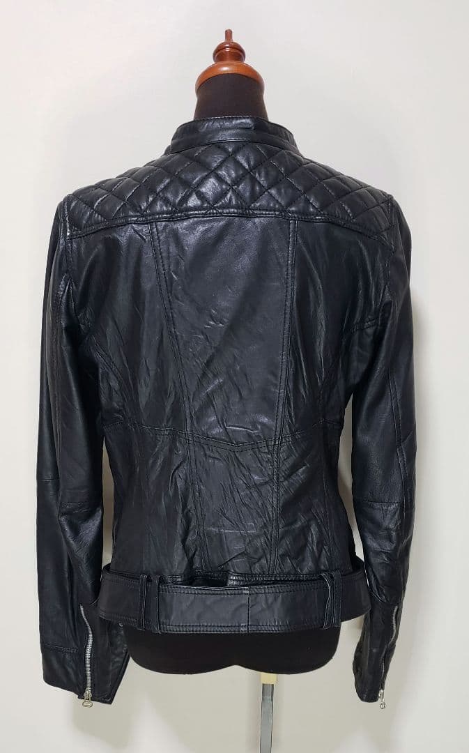 ✨ZARA ヴィンテージ加工 リアルレザー ライダースジャケット/ Ｌサイズ