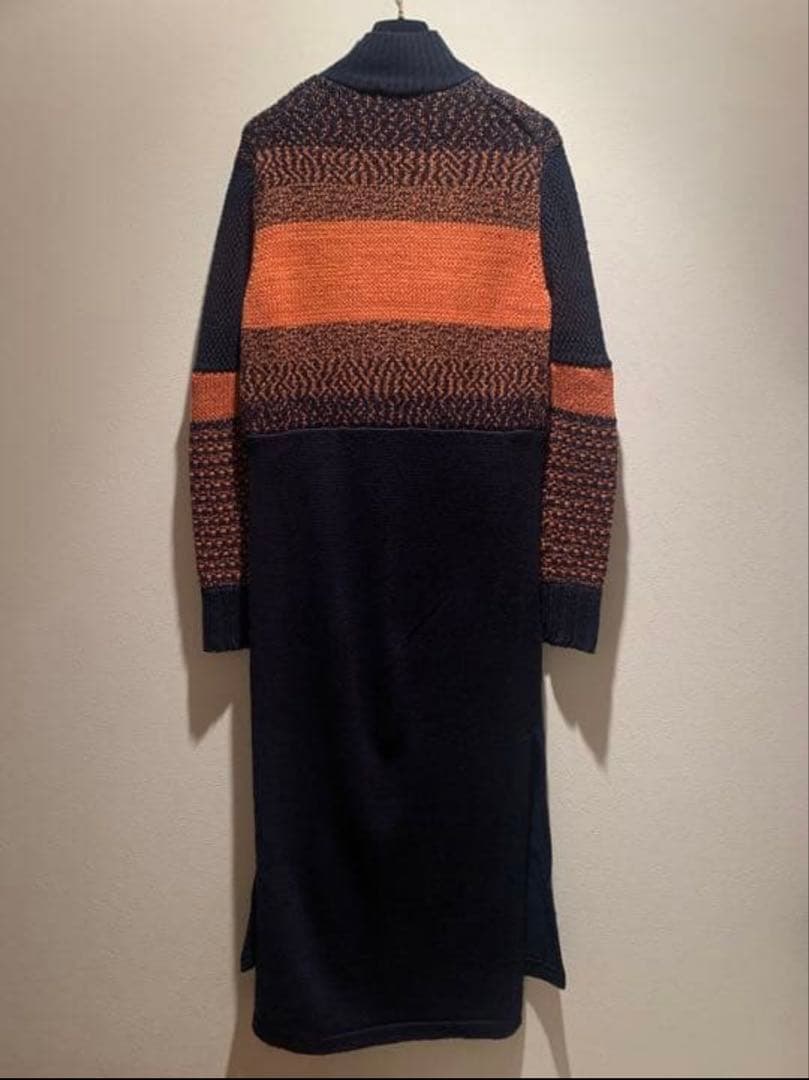 Mame Kurogouchiニットロングワンピース ネイビー オレンジ