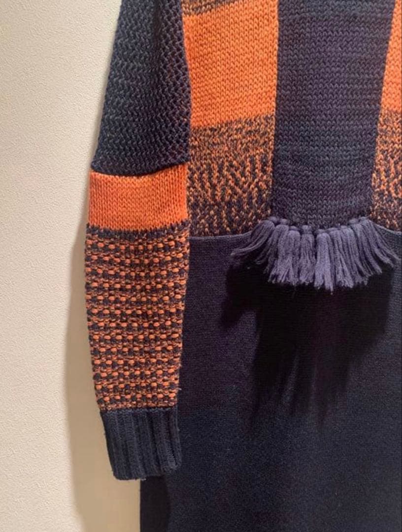 Mame Kurogouchiニットロングワンピース ネイビー オレンジ