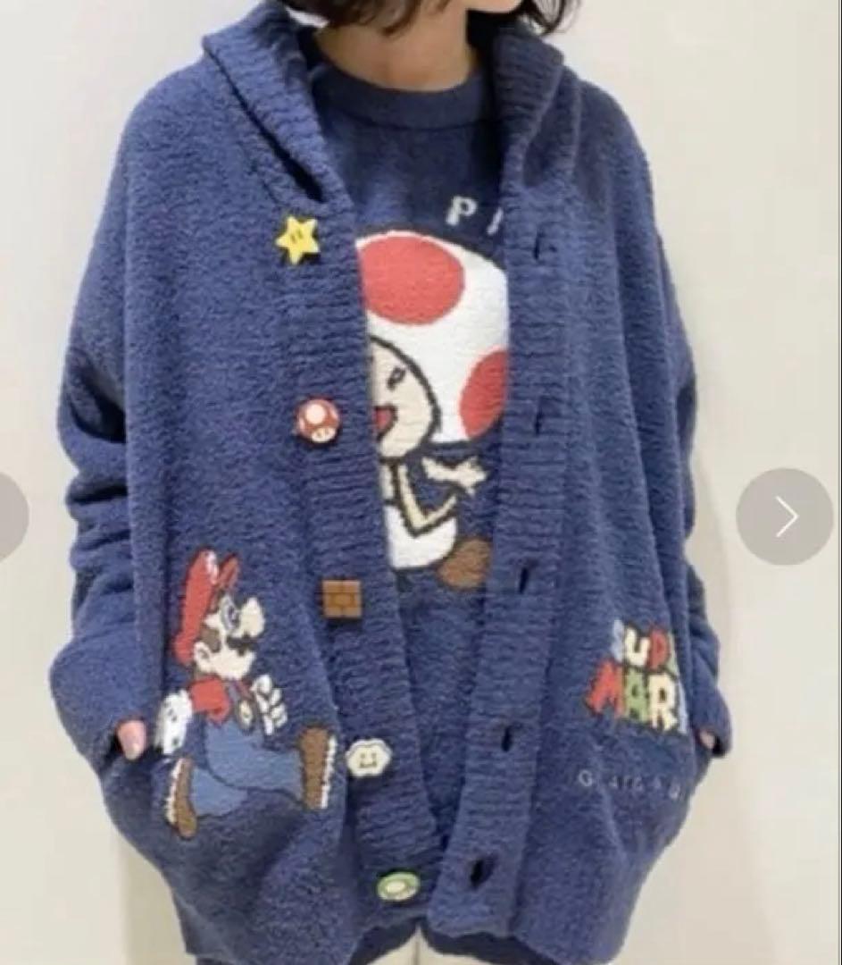 ジェラートピケ　スーパーマリオ フリースルームウェア ネイビー　カーディガン