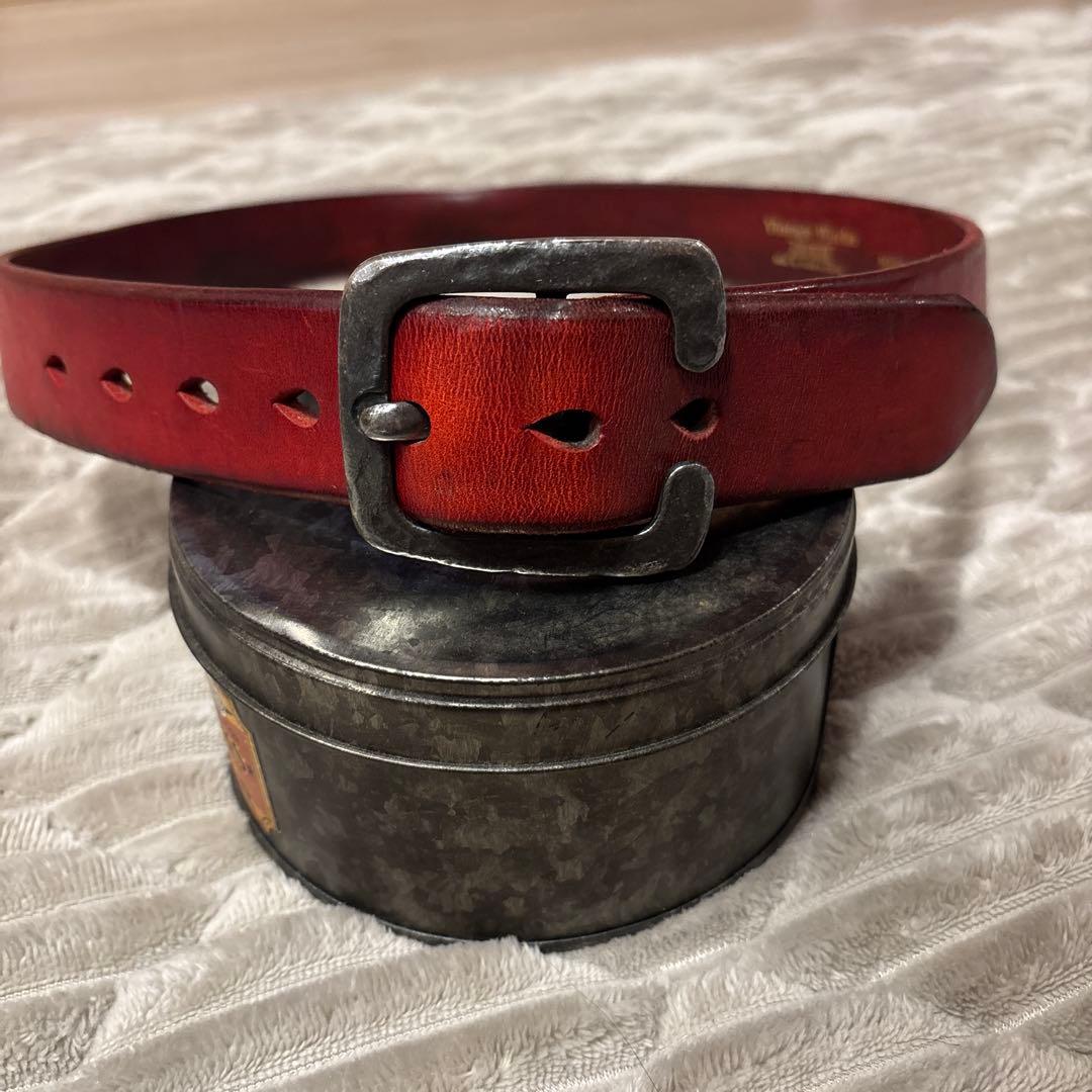 Vintage Works レザーベルト 赤 日本製 希少カラー
