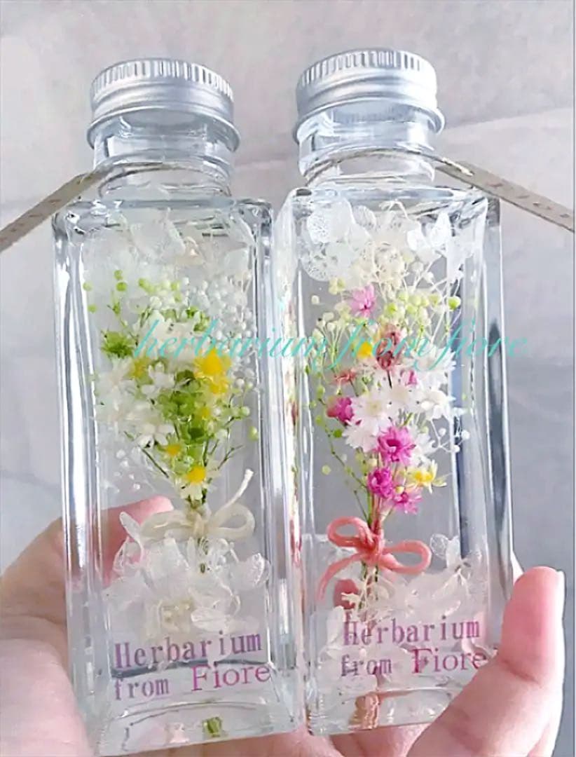 花束シリーズ ＊ショート＊ グリーン&ピンク　ハーバリウム