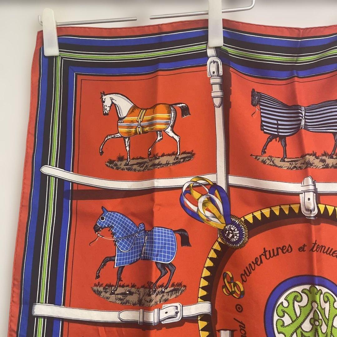 【未使用に近い】エルメス♡カレ90 馬着柄　大判スカーフ　正規品