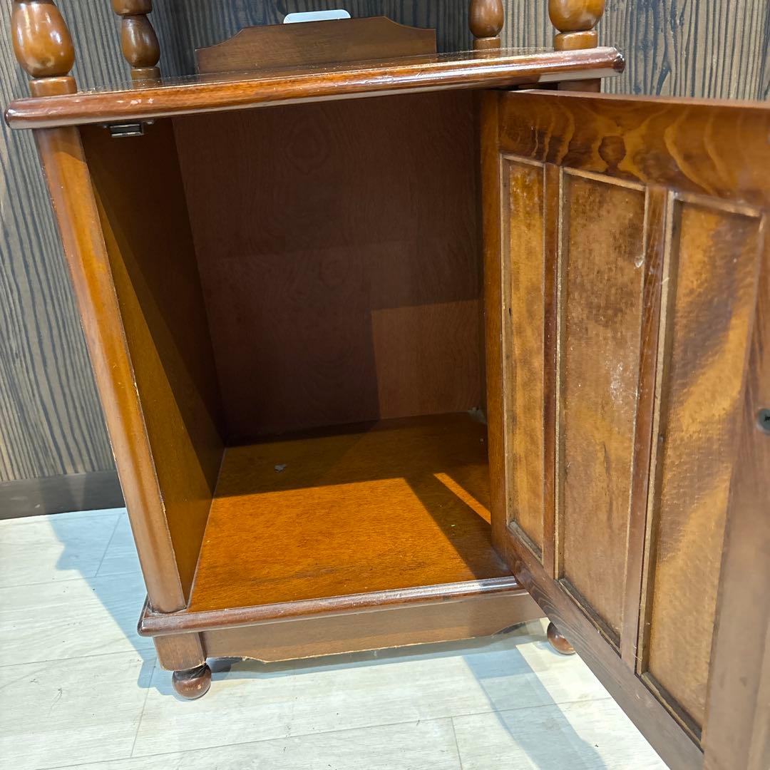 木製電話台 引き出し付き ブラウン