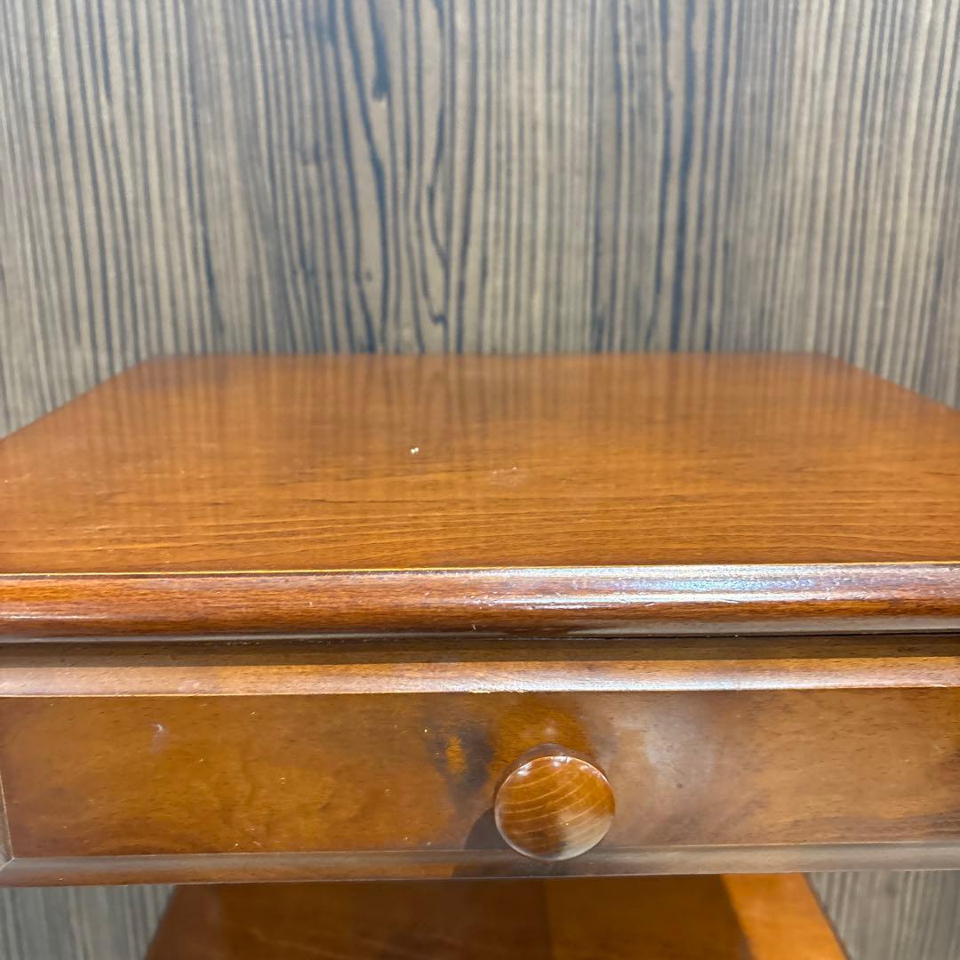 木製電話台 引き出し付き ブラウン