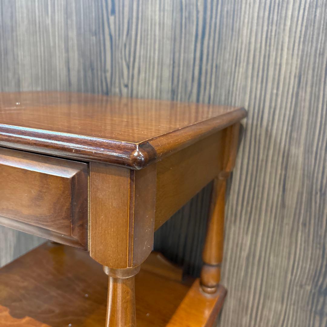 木製電話台 引き出し付き ブラウン